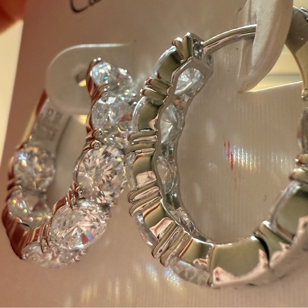 Silver Hoop Earrings - Picture 7 of 8